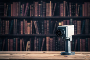 camera mounted in the library