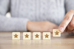 Five Stars Rating and Positive Feedback Concept with Woman