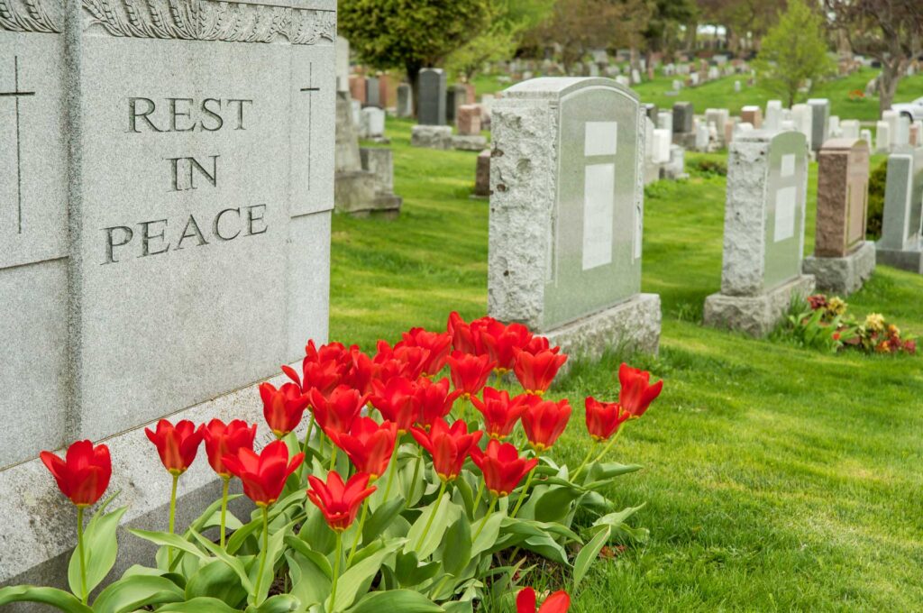 Cemetery photo with flowers